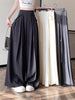 Women's Lightweight Polyester High Waist Wide Leg Loose Draped Pants for Summer Spring Casual Wear in Apricot