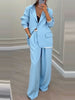 Women's Polyester Color Splice Casual Wide Leg Pants for Office Spring in Apricot Pink