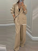 Women's Polyester Color Splice Casual Wide Leg Pants for Office Spring in Apricot Pink