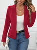 Women's Slim Fit Polyester Solid Color Suit Collar One Button Western Style Jacket for Summer in Red Pink