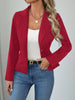 Women's Slim Fit Polyester Solid Color Suit Collar One Button Western Style Jacket for Summer in Red Pink