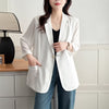 Women's Lightweight V-Neck Polyester Solid Color Minimalist Cardigan for Summer Casual Wear in White