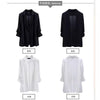 Women's Loose Fit Acrylic Suit Collar Long Sleeve Elegant Summer Jacket in White
