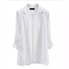 Women's Loose Fit Acrylic Suit Collar Long Sleeve Elegant Summer Jacket in White