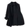Women's Loose Fit Acrylic Suit Collar Long Sleeve Elegant Summer Jacket in White
