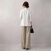 Women's Straight Wide Leg Long Rayon Pants for Spring Casual Everyday Wear in Solid Color