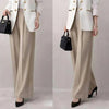 Women's Straight Wide Leg Long Rayon Pants for Spring Casual Everyday Wear in Solid Color