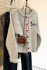 Women's Regular Fit Knitted Anime Cartoon Cardigan with Round Neckline and Single Row Multiple Buckles for Spring in Apricot