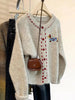 Women's Regular Fit Knitted Anime Cartoon Cardigan with Round Neckline and Single Row Multiple Buckles for Spring in Apricot