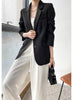 Women's Brown Blazer, Notched Lapels, Two-Button Front and Long Sleeves
