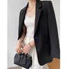 Women's Brown Blazer, Notched Lapels, Two-Button Front and Long Sleeves