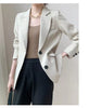 Women's Brown Blazer, Notched Lapels, Two-Button Front and Long Sleeves