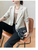 Women's Brown Blazer, Notched Lapels, Two-Button Front and Long Sleeves