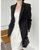 Women's Brown Blazer, Notched Lapels, Two-Button Front and Long Sleeves