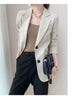 Women's Brown Blazer, Notched Lapels, Two-Button Front and Long Sleeves