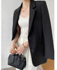 Women's Brown Blazer, Notched Lapels, Two-Button Front and Long Sleeves