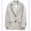 Women's Brown Blazer, Notched Lapels, Two-Button Front and Long Sleeves