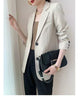 Women's Brown Blazer, Notched Lapels, Two-Button Front and Long Sleeves