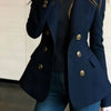 Women's Slim Fit Double Breasted Polyester Solid Color Suit Collar Jacket for Office Style in Spring