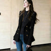 Women's Slim Fit Double Breasted Polyester Solid Color Suit Collar Jacket for Office Style in Spring
