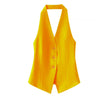 Women's Regular Fit Polyester Solid Color V Neck Single Row Multiple Buckles Basic Vest for Winter in Red