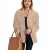 Women's Loose Fit Elegant Cotton Blend Solid Color Suit Collar Three Button Single Breasted Blazer for Spring in Brown