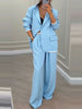 Women's Polyester Casual Wide Leg Pants for Autumn in Apricot Pink