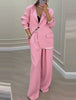 Women's Polyester Casual Wide Leg Pants for Autumn in Apricot Pink