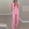 Women's Polyester Casual Wide Leg Pants for Autumn in Apricot Pink