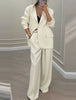 Women's Polyester Casual Wide Leg Pants for Autumn in Apricot Pink