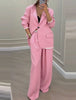 Women's Polyester Color Splice Wide Leg Pants Office Style for Spring in Apricot Pink