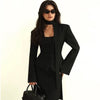 Women's A-Line Single Breasted Blended Flat Lapel Long Sleeve Sophisticated Style Blazer for Spring in White