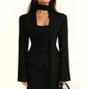 Women's A-Line Single Breasted Blended Flat Lapel Long Sleeve Sophisticated Style Blazer for Spring in White