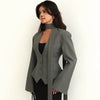 Women's A-Line Single Breasted Blended Flat Lapel Long Sleeve Sophisticated Style Blazer for Spring in White