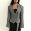 Women's A-Line Single Breasted Blended Flat Lapel Long Sleeve Sophisticated Style Blazer for Spring in White
