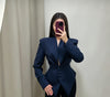 Women's Slim Fit Polyester Avatar Blazer with V-Neck Single Row Multiple Buckle Closure Western Style for Autumn in Red White Pink