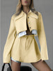 Women's Casual Style Solid Color Polyester Pants for Spring Everyday Wear in Brown Yellow