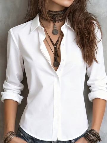 Women's Loose Fit Polyester Color Block Lapel Single Row Buckle Closure Long Sleeve Solid Color Blazer for Office Work in Spring