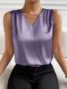 Women's Loose Fit Polyester Solid Color Pullover Style Vest for Spring Casual Office Work in White Purple
