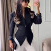 Women's Routine Fit Summer Polyester Solid Color V-neck Long Sleeve Single Breasted Simple Style Blazer for Casual Work in White
