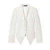 Women's Routine Fit Summer Polyester Solid Color V-neck Long Sleeve Single Breasted Simple Style Blazer for Casual Work in White
