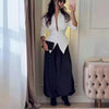 Women's Routine Fit Summer Polyester Solid Color V-neck Long Sleeve Single Breasted Simple Style Blazer for Casual Work in White