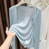 Women's Straight Fit Knitted Round Neckline Single Breasted Shoulder Strap Cardigan with Lightweight Feel for Summer in Pink White Blue