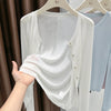 Women's Straight Fit Knitted Round Neckline Single Breasted Shoulder Strap Cardigan with Lightweight Feel for Summer in Pink White Blue