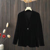 Women's A-Shaped One Button Notch Lapel Long Sleeve Solid Color Slim Fit Casual Jacket for Spring Fall in Black