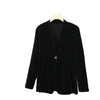 Women's A-Shaped One Button Notch Lapel Long Sleeve Solid Color Slim Fit Casual Jacket for Spring Fall in Black