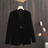Women's A-Shaped One Button Notch Lapel Long Sleeve Solid Color Slim Fit Casual Jacket for Spring Fall in Black