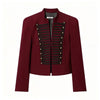 Women's Casual Slim Fit Single Breasted Polyester Solid Color Lapel Long Sleeve Blazer for Spring in White
