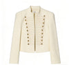 Women's Casual Slim Fit Single Breasted Polyester Solid Color Lapel Long Sleeve Blazer for Spring in White