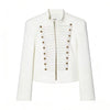 Women's Casual Slim Fit Single Breasted Polyester Solid Color Lapel Long Sleeve Blazer for Spring in White